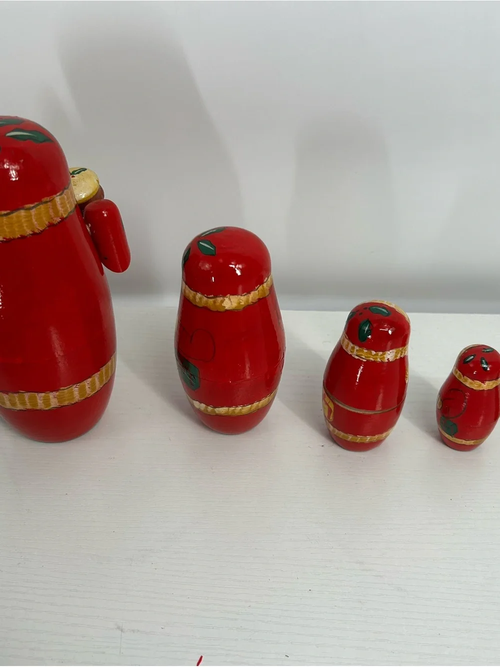 Vintage 5 Piece Russian Nesting Matryoshka Doll Santa Claus Hand Carved Painted